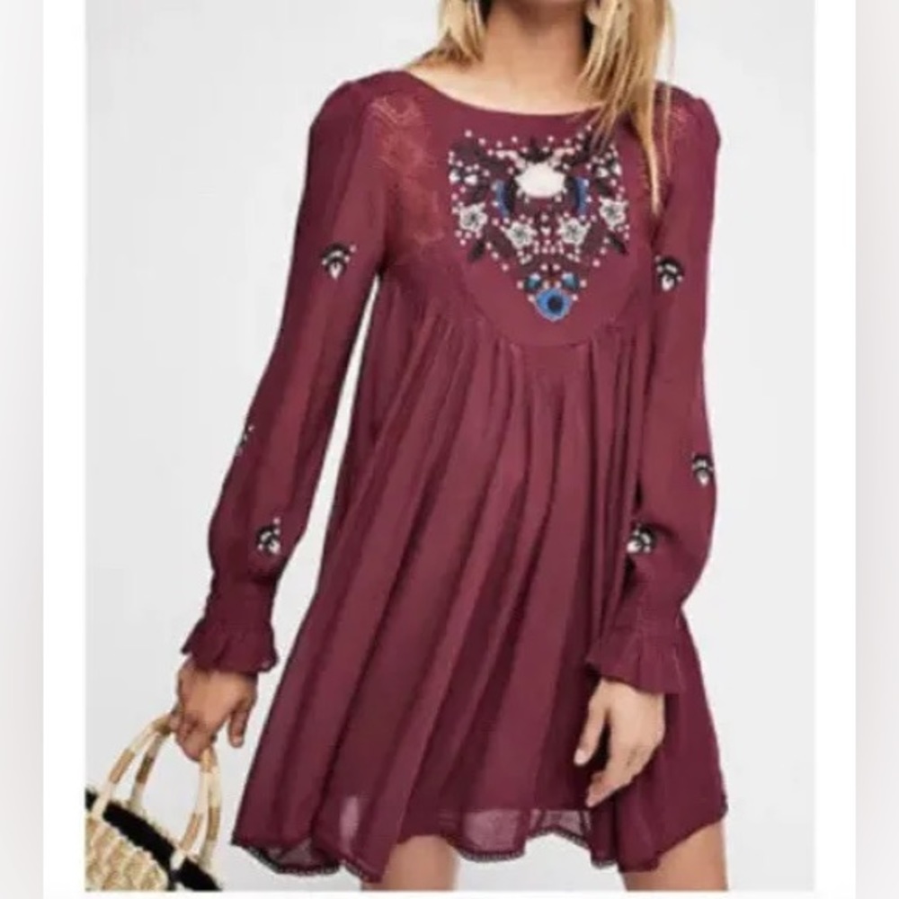 Free people Mojave maroon mini dress